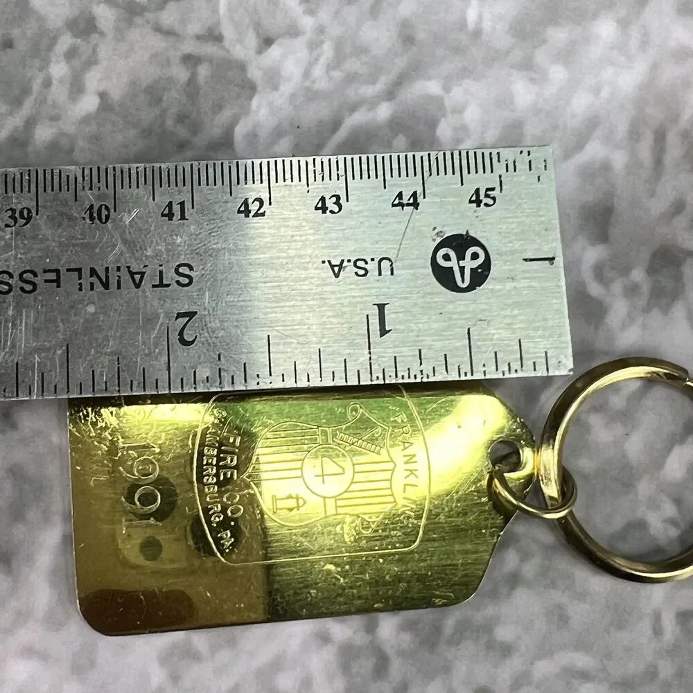 Keychain Vintage Franklin Fire Co No 4 Chambersburg PA Brass Keychain 1991 2.5
